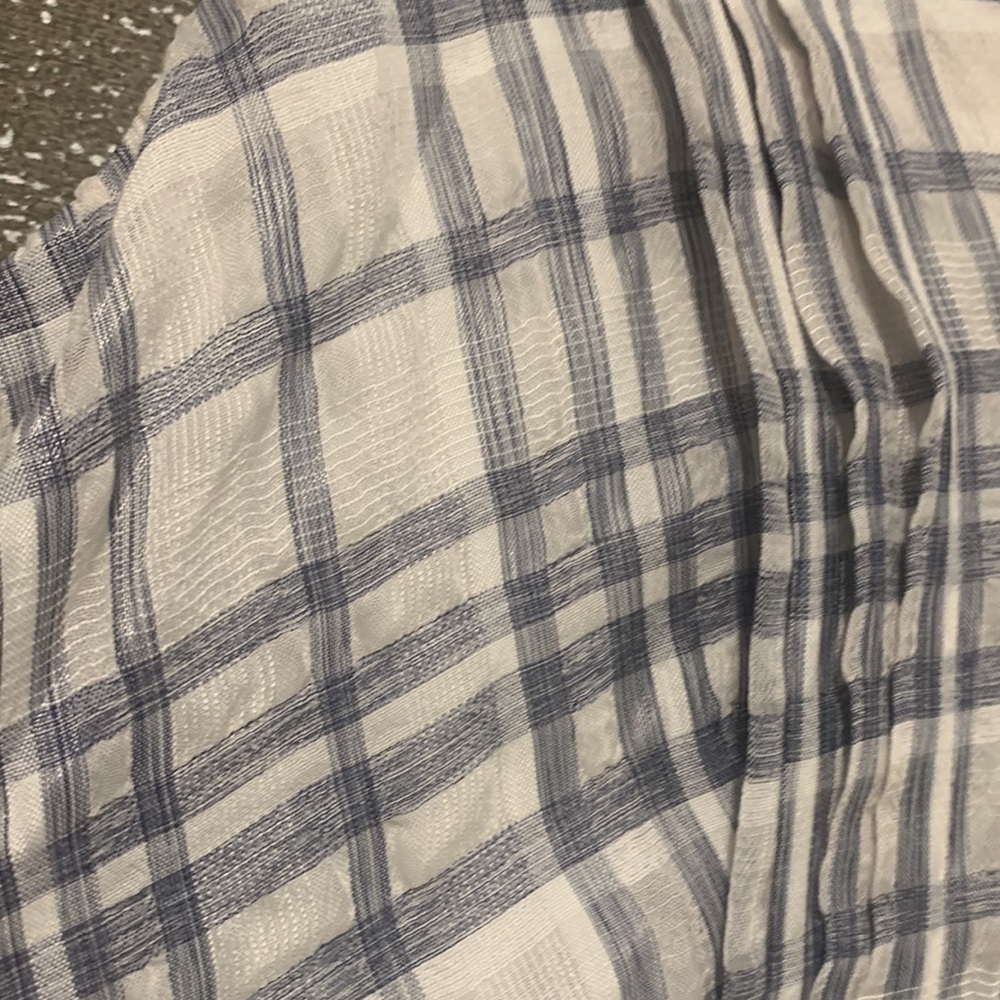DKNY blue and white plaid tiered ruffle tank maxi with v-neck size 10 - Picture 3 of 10